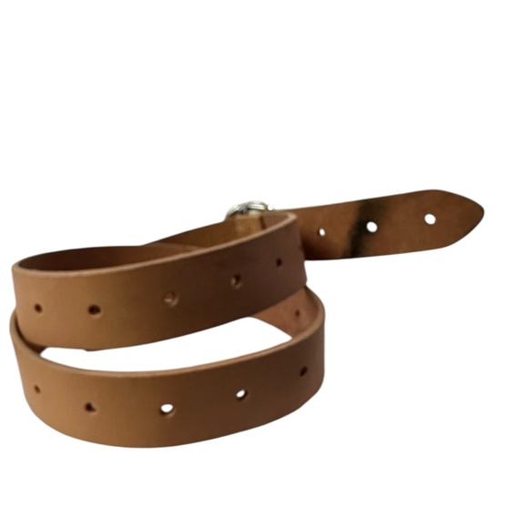 Genuine CIRCA Tan Leather With Circular Metal Buckle Women Belt Medium - Picture 5 of 8